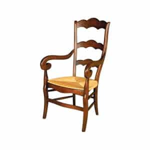 FRENCH LADDER BACK ARM CHAIR