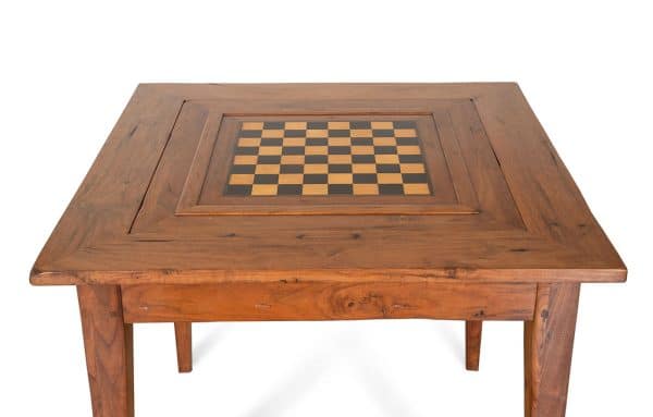 GAME TABLE W/ LEATHER AND GAME BOARDS - Image 7