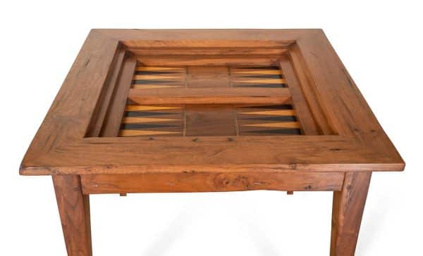 GAME TABLE W/ LEATHER AND GAME BOARDS - Image 6